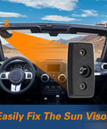 Jeep Wrangler Driver Side Sun Visor Mounting Clip Replacement Left Side Black Sun Visor Bracket For 2012 2013 2014 2015 2016 2017 2018 Beefed Up PP Plastic Easy Install Repair Clip shown in car interior.