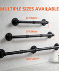 Heavy Duty Industrial Pipe Handrail For Indoor Stairs Wall Mount Metal Safety Rail in multiple sizes mounted on a wall.
