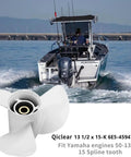 Boat with OEM Aluminum Outboard Boat Propeller For Yamaha 60-115 HP Engines 3 Blade Right Rotation 15 Spline 13.5 Pitch