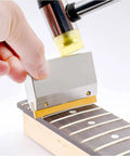Pro Grade Guitar Fret Press Jig Caul Tool For Luthiers Rugged Aluminum Housing Reusable Fixture For Precise Fret Installation Easy Wrench Adjustments Ideal For Repair Training DIY Makers And Shops on guitar fretboard