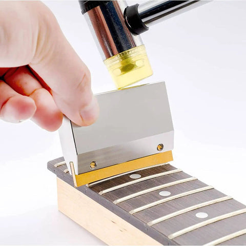 Pro Grade Guitar Fret Press Jig Caul Tool For Luthiers Rugged Aluminum Housing Reusable Fixture For Precise Fret Installation Easy Wrench Adjustments Ideal For Repair Training DIY Makers And Shops on guitar fretboard