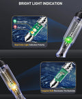 Dual Color Polarity Test Light For Automotive Circuits With Tungsten Illumination Pro Grade 6V 12V 24V Car Electrical Tester Pen stainless probe, green/red light indicator