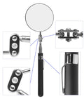 The telescoping inspection mirror with 360 degree swivel ball joint, featuring 34 inch reach and compact design, ideal for tight corners.