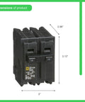 Homeline 15 Amp Two Pole Circuit Breaker Plug On Design For Safe Home And Small Biz Panels dimensions shown