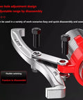 Close-up of Beefy 50 Ton Hydraulic Gear Puller With 3 Jaw Or 2 Jaw Setup showcasing adjustable forged steel components.