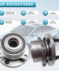 512460 Front and Rear Wheel Hub Bearing Assembly Without ABS For 2011 To 2019 Ford Explorer And 2013 To 2019 Ford Police SUV