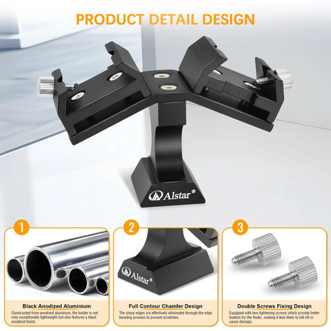 Dual Finder Scope Mount Bracket for Telescopes Aluminum Two Base Plates Black Design Close-Up