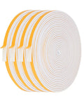 Top Tier Closed Cell Weather Stripping Foam Tape Four Rolls White Door Window Gasket Seal with self-adhesive backing, 1/4 in wide.