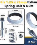 Hella Tough Exhaust Flange Bolt And Gasket Repair Kit With M8 Spring Bolts Heavy Duty Nuts Strong Coils and Lock Tight Seal Gaskets for Instant Exhaust Leak Fixes That Hit Different.