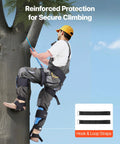 Man using Height Adjustable Tree Climbing Spikes With Straps And Cushioned Padding, Heavy Duty Steel Climb Spurs Supports Up To 350 Lbs.