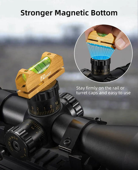 Scope Leveling Kit With High Precision Bubble Leveling System And Magnetic Universal Mount For Riflescopes on a turret cap