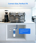 Level Up Your Kitchen Routine With This OCS2 EV961802 Under Sink Water Filter Replacement Cartridge 2 Pack under counter installation with coffee machine.