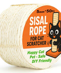 Thick 5mm Sisal Rope For Cat Scratcher Tree 50 Feet Cat Tower Climbing Twine For Scratch Post Replacement And Repair DIY White Easy Fix