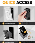 Four-step guide to using Electrical Outlet Hidden Wall Safe With Real Wall Plate Included, Easy To Install In Under 30 Minutes.