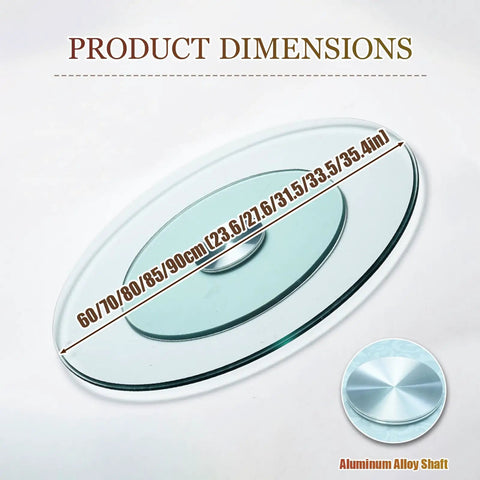 Two Tier Tempered Glass Lazy Susan Turntable For Tabletop Serving 360 Degree Silent Rotating Tray dimensions display
