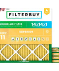 14x14x1 Air Filter MERV 11 with Superior Pet Hair and Allergen Defense, 4 pack, electrostatic pleated HVAC replacement