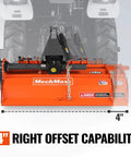 45 Inch Tractor Rotary Tiller Attachment With 3 Point Hitch Cat 1 Chain Drive PTO Shaft Included With Shear Bolt 15 To 35 HP Manual Offset Up To 4 Inches Right For Sweet Edge Coverage In Small Plots And Gardens LRT45 showing 4-inch offset