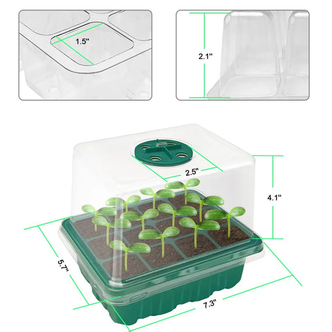 Two Pack Seed Starter Tray Propagation Station With Full Spectrum Grow Light And Timing Controller Humidity Domes And Base