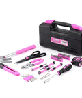 Pink 40 Piece Home Tool Kit With Carrying Box Handy Starter Kit For DIY Home Maintenance And Woodworking Ideal For College Students