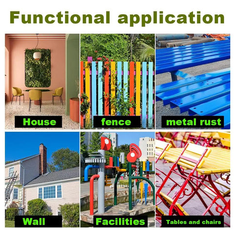 Functional applications showcasing HVLP Paint Sprayer With Brushless Motor and Precise Flow Control on a house, fence, wall, and facilities.