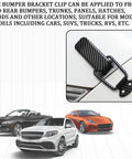 Heavy Duty Carbon Fiber Bumper Clips 2 Pack Quick Release Security Lock on car front bumper with three cars parked