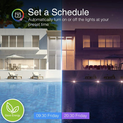 Day-night view of a house showcasing Smart RGB Tunable White A19 WiFi LED Bulb 2700K-6500K Dimmable Color Changing Lighting