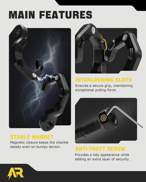 Main features of Three Quarter Inch D Ring Shackles With Seven Eighths Inch Quick Connect Pins Beefy Heavy Duty Recovery Shackles