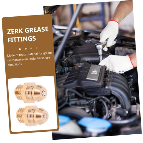 Mechanic using Grease Zerk Fitting Assortment Kit With Angled Nozzles SAE Brass Angled Grease Tips For Auto And Industrial Use 25 Piece Multi Use Gun Accessory Set For Professionals