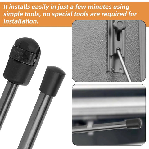 Top Shelf Tonneau Cover Lift Strut Replacement 2 Pack For Bakflip Hard Tri Fold Truck Bed Covers showing installation details.