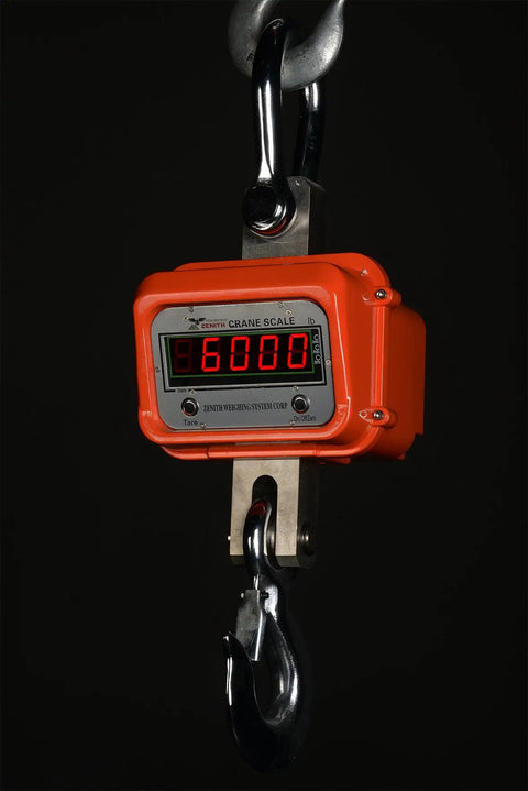 Heavy Duty Digital Crane Scale With Bright LED Screen And Two Pound Increments Spanning Six Thousand Lbs Capacity display with hook.