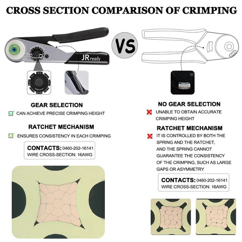 Comparison of crimp tools for DT Deutsch Connector Kit For Auto Wiring With 2 3 4 6 8 12 Pin Plugs Size 16 Solid Contacts