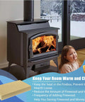 Beefy Vermiculite Woodstove Fire Bricks Replacement Set with fire stove and child by window, six pack for US Stove FBP6