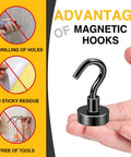 Person holding Heavy Duty Magnetic Hooks for Fridge and Grill, Industrial Strength Neodymium Hangers, no drilling or sticky residue
