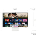 Front and side view of 32 Inch M80D Series 4K UHD Smart Monitor With Streaming TV Built In Speakers HDR10 Plus AI Upscaling USB C