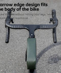 Bolt-On Top Tube Bike Bag With Magnetic Flap For Quick Access During Rides, Green, attached to bike handlebars, front view