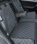 Backseat Dog Car Seat Cover Non Slip Waterproof Pet Hair Protector for SUV Van Auto, quilted grey, installed on rear seat