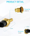 Engine coolant temperature sensor with brass threaded body M12X1.5 and black 2-pin connector (5.7 cm)