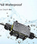 Beefy Waterproof IP68 Junction Box 2 Way M20 Connector For Outdoor Coaxial Cable 5 To 12mm shown underwater with bubbles