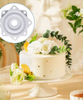Smooth As Butter 3 Pack 2 Inch Lazy Susan Turntable Heavy Duty Silver Zinc Alloy Rotating Tray shown on decorated cake table.