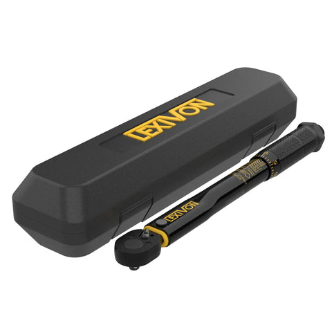 Pro Grade Inch Pound Torque Wrench One Quarter Inch Drive Twenty To Two Hundred InLb And Two Point Twenty Six To Twenty Two Point Six Nm Calibrated Tool With Traceable Serial Number And Certificate Built Tough For Auto And DIY, showing wrench with case