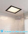 HITOO 8 Inch Square Recessed Ceiling Light, 3CCT, Dimmable, Black, 2 Pack installed in a wet location shower.