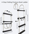 Four Step Aluminum Folding Boat Ladder Delivers Five Hundred Pound Capacity With Non Slip Steps Lightweight Removable Design For Pontoons Yachts And Docks Built Tough For Adults Kids And Gear, 16 x 30 in