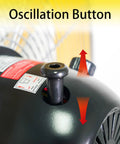 Oscillation button on Beefed Up Heavy Duty 20 Inch High Velocity Stand Fan With Oscillation, Three Speed Settings, 5100 CFM.