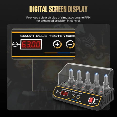 Five Hole Spark Plug Tester With Adjustable RPM 200 To 9999 And Variable Hole Height For 12V Cars And Motorcycles on display