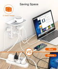 All In One 12 Outlet Wall Extender With Shelf And Surge Protector 12 AC Outlets And 3 USB Ports Includes 1 USB C shown in use
