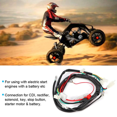 Electric Start Harness Kit With Secure Universal Fit Durable PVC Wiring Loom for Pit Bike ATV Motorcycle Off Road Trail Racing Enthusiasts and Kick Start Backup