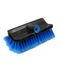 10 Inch Bi Level Soft Wash Brush Drops Onto Water Flow Poles Easily, dual tier blue bristles designed for gentle cleaning.