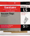 Commercial Upright Vacuum Replacement Bags Style LS For SC5700 5800 Series, 5 Bags Per Pack, Dust Seal, OEM Compatible Bags
