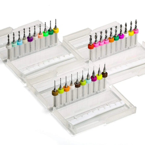 30Pcs PCB Drill Bit Set 0.1mm To 3.0mm, 1 8 Inch Shank Spiral Flute CNC Router Bits in clear protective box PD30A