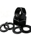 Black 304 Stainless Steel Hex Nut Assortment Kit M2 Through M20 With Flat And Spring Washers Rustproof Built To Last in close-up view